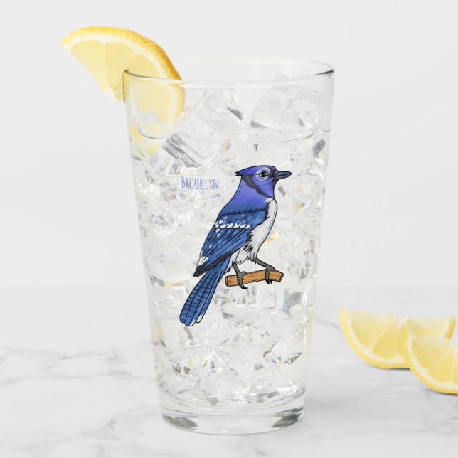 Blue Jay bird Cartoon Glas (Vorderseite Ice)