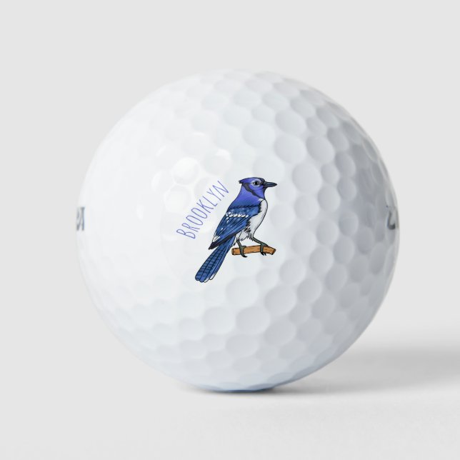Blue Jay bird Cartoon Golfball (Vorderseite)