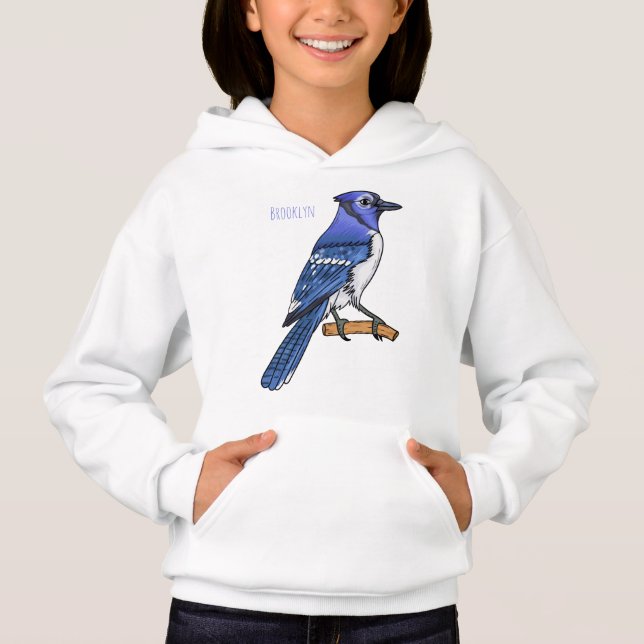 Blue Jay bird Cartoon Hoodie (Vorderseite)