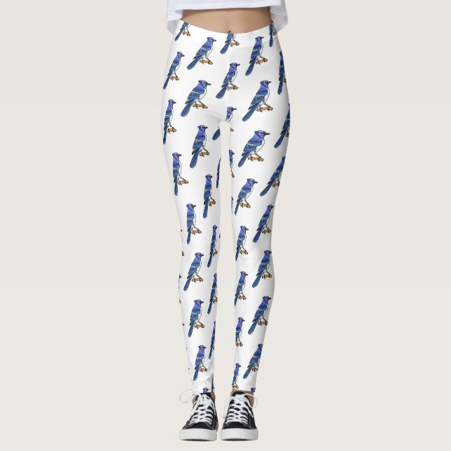 Blue Jay bird Cartoon Leggings (Vorderseite)