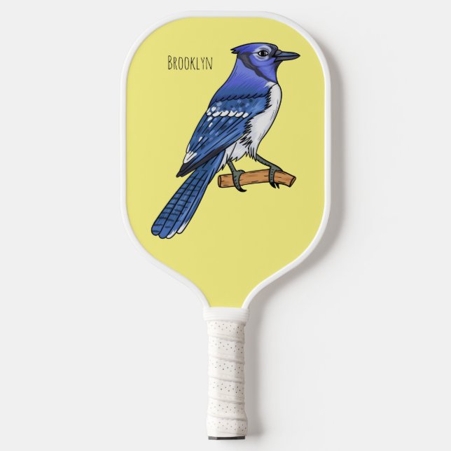 Blue Jay bird Cartoon Pickleball Schläger (Vorderseite)