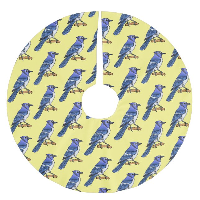 Blue Jay bird Cartoon Polyester Weihnachtsbaumdecke (Vorderseite)