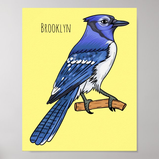 Blue Jay bird Cartoon Poster (Vorne)