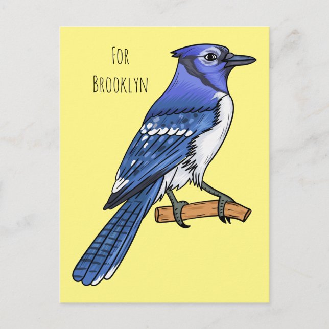 Blue Jay bird Cartoon Postkarte (Vorderseite)