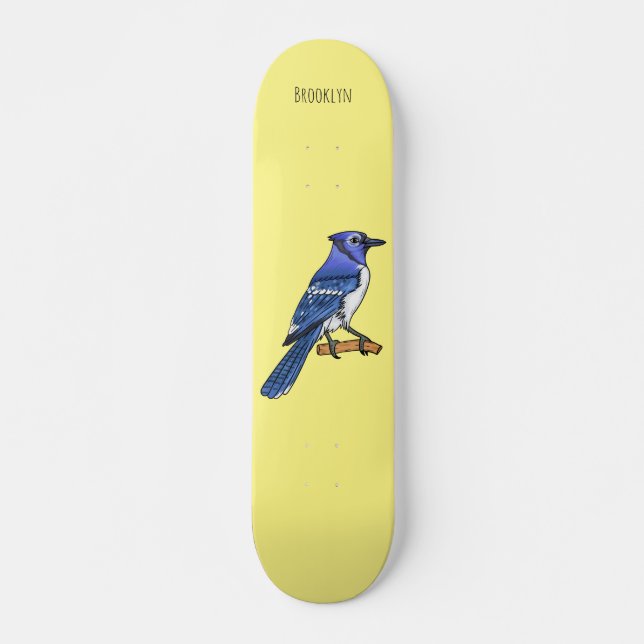 Blue Jay bird Cartoon Skateboard (Vorne)