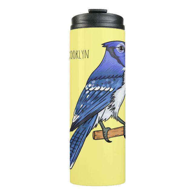 Blue Jay bird Cartoon Thermosbecher (Vorderseite)