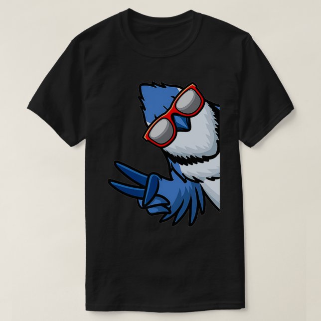 Blue Jay Bird Cyanocitta Cristata von der Seite mi T-Shirt (Design vorne)