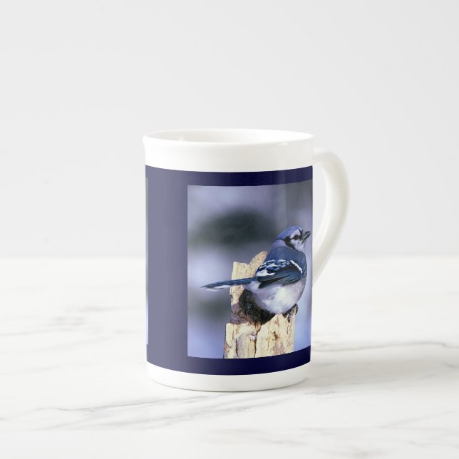 Blue Jay Bird Liebhaber Prozellantasse (Vorderseite Rechts)