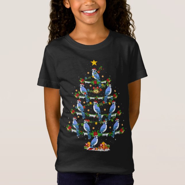 Blue Jay Bird Lover Xmas Lighting Blue Jay Christm T-Shirt (Vorderseite)