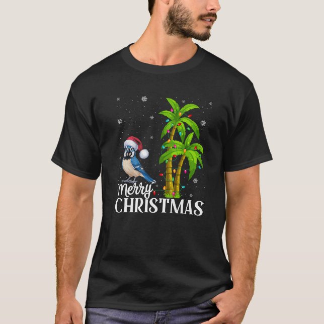 Blue Jay Bird Lovers Men Women Christmas Tree Ligh T-Shirt (Vorderseite)