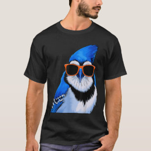 Blue Jay Bird mit Sungles Vogelbeobachtung T-Shirt