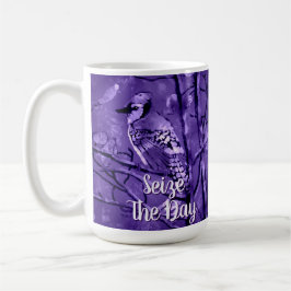 Blue Jay Bird Purple Abstract Art Personalized Kaffeetasse