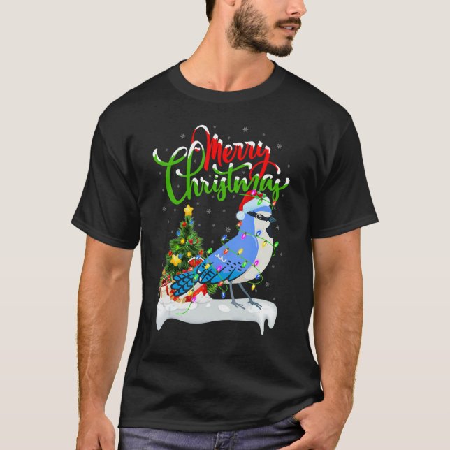 Blue Jay Bird   Xmas Decoration Santa Blue Jay Chr T-Shirt (Vorderseite)
