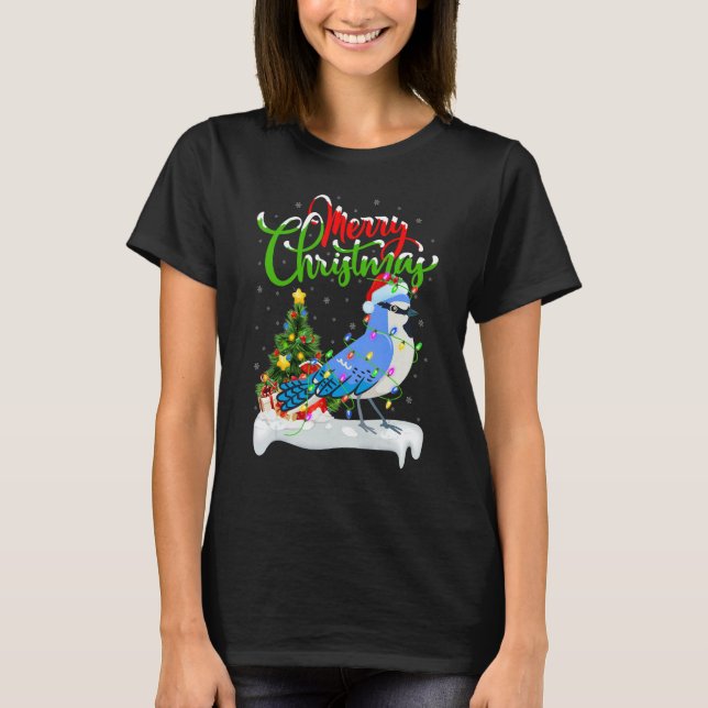 Blue Jay Bird   Xmas Decoration Santa Blue Jay Chr T-Shirt (Vorderseite)