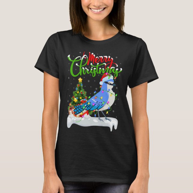 Blue Jay Bird Xmas Dekoration Santa Blue Jay Chr T-Shirt (Vorderseite)