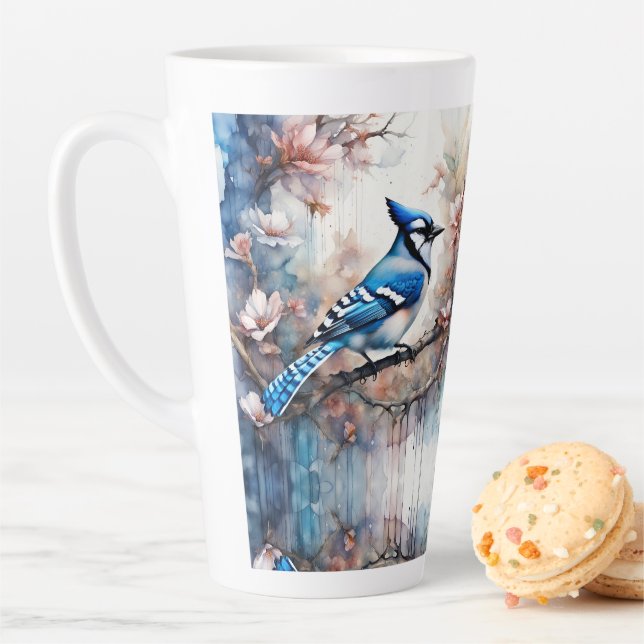 Blue Jay Cherry Blüten Wasserfarbe Milchtasse (Beispiel)