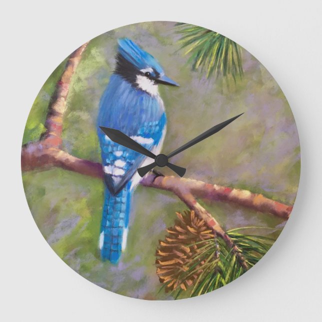 Blue Jay Clock Große Wanduhr (Vorderseite)