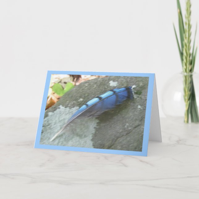 Blue Jay Feather Note Card Karte (Vorderseite)