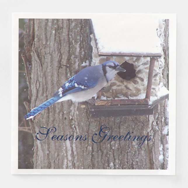 Blue Jay Frohen Festtage Serviette (Vorderseite)