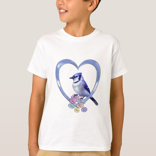 Blue Jay in Heart T-Shirt (Vorderseite)