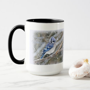 Blue Jay in Snow Christmas Holiday Tasse