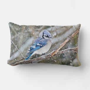 Blue Jay in Snowstorm Lendenkissen