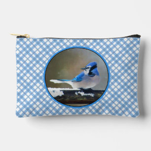Blue Jay in Winter Snow Painting Original Bird Art Zubehörtasche