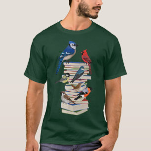 Blue Jay Kardinal Bullfinch mit Bücher Bird Biolog T-Shirt