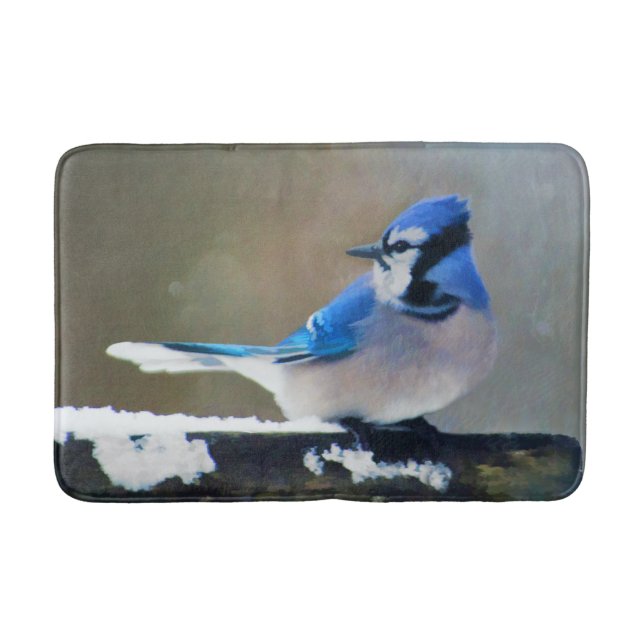 Blue Jay Painting - Original Bird Art Badematte (Vorderseite)