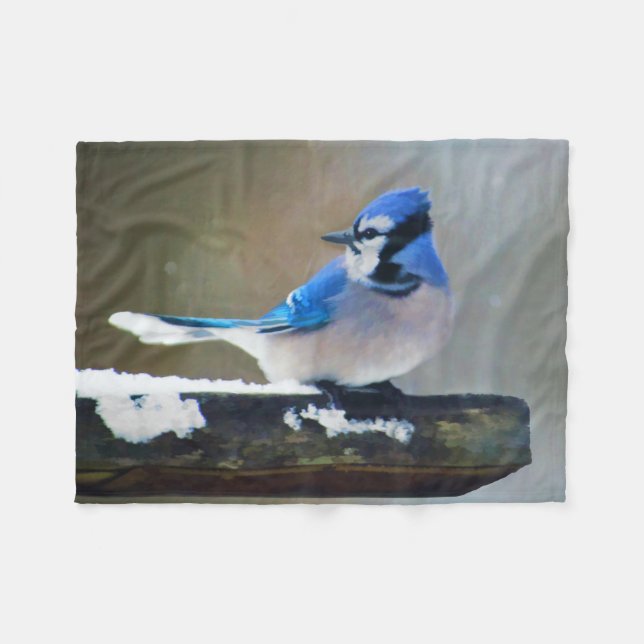 Blue Jay Painting - Original Bird Art Fleecedecke (Vorderseite (Horizontal))