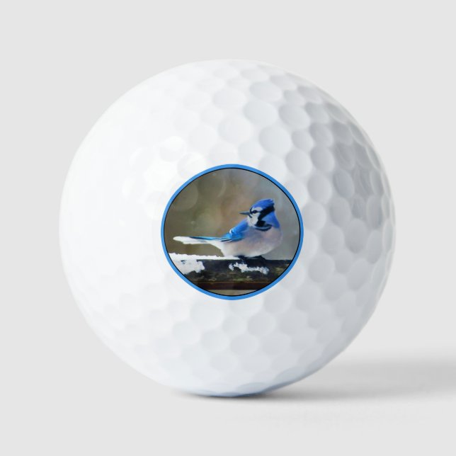 Blue Jay Painting - Original Bird Art Golfball (Vorderseite)