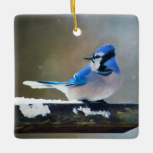 Blue Jay Painting - Original Bird Art Keramikornament