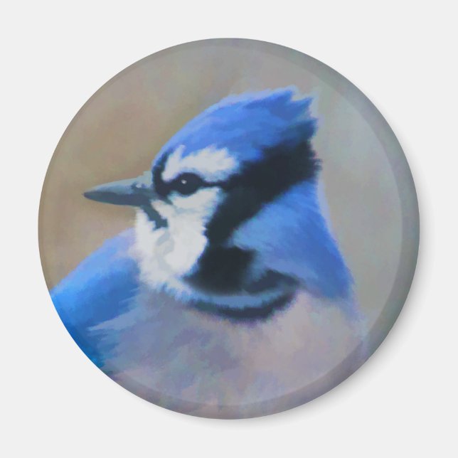 Blue Jay Painting - Original Bird Art Magnet (Vorne)