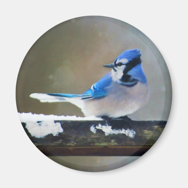Blue Jay Painting - Original Bird Art Magnet (Vorne)