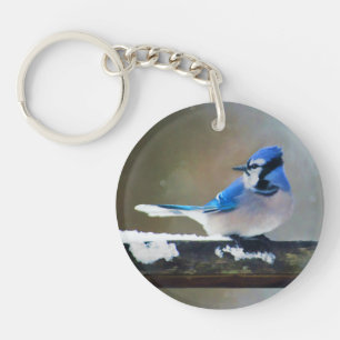 Blue Jay Painting - Original Bird Art Schlüsselanhänger