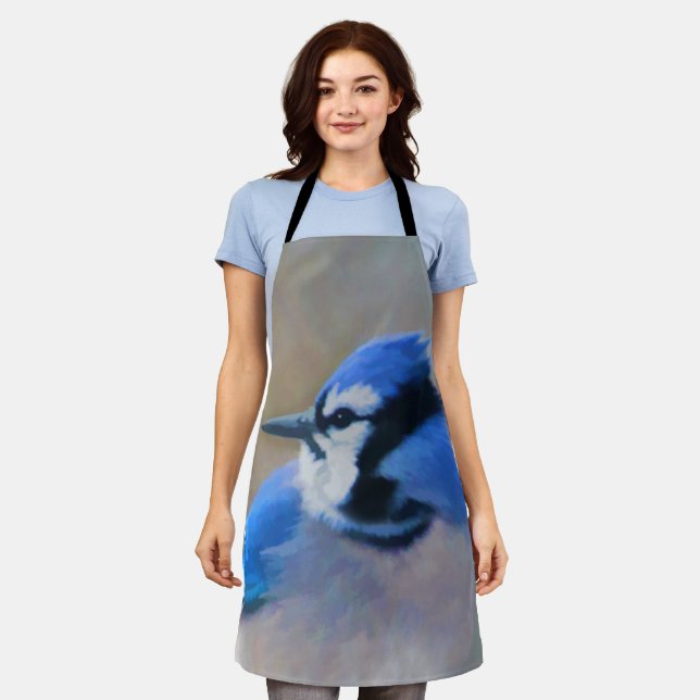 Blue Jay Painting - Original Bird Art Schürze (Getragen)