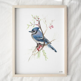 Blue Jay Songbird Aquarellbahn Print Poster