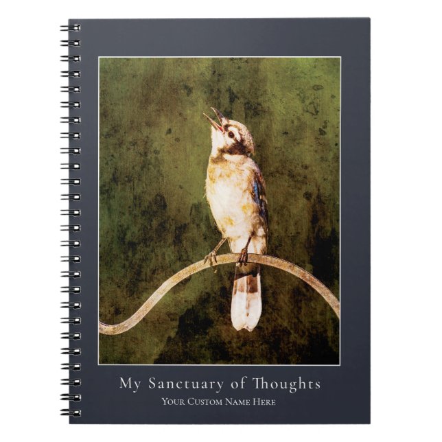 Blue Jay Songbird Notebook | Nature Art Journal Notizblock (Vorderseite)