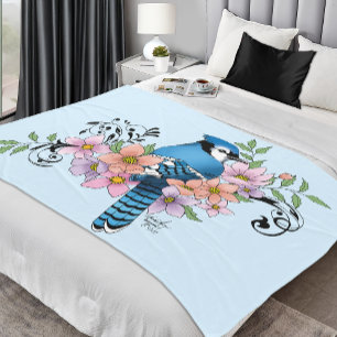 Blue Jay Spring Blumen Fleecedecke