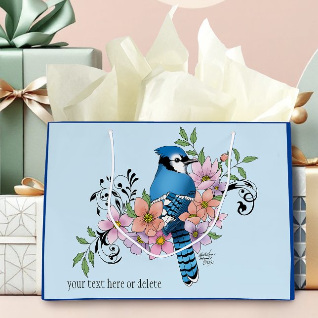 Blue Jay Spring Blumen Große Geschenktüte (Von Creator hochgeladen)