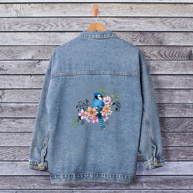 Blue Jay Spring Blumen Jeansjacke (Von Creator hochgeladen)