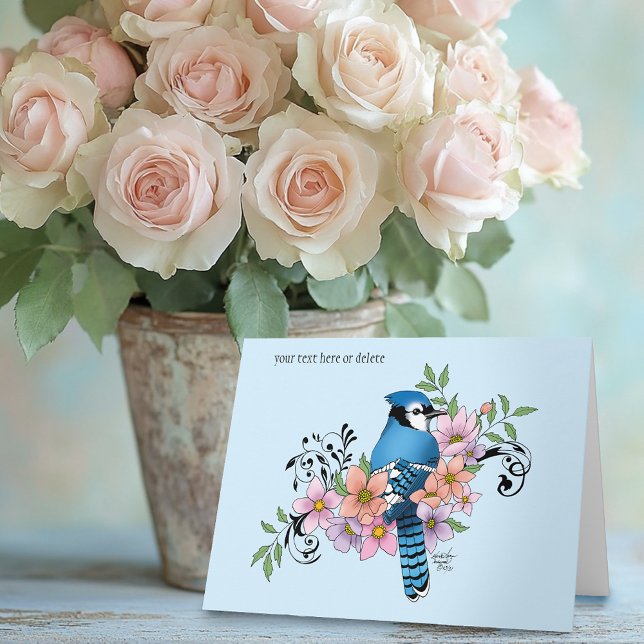 Blue Jay Spring Blumen Karte (Von Creator hochgeladen)
