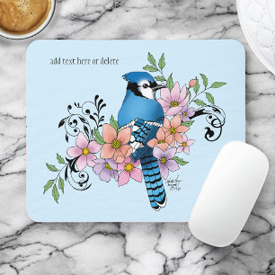 Blue Jay Spring Blumen Mousepad