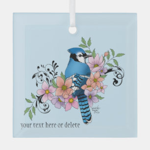 Blue Jay Spring Blumen Ornament Aus Glas