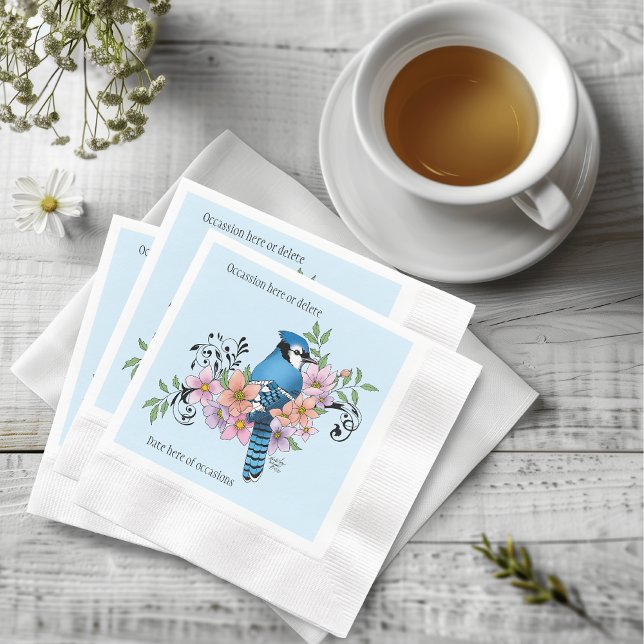 Blue Jay Spring Blumen Serviette (Von Creator hochgeladen)