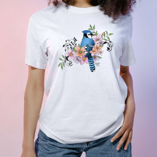 Blue Jay Spring Blumen T-Shirt