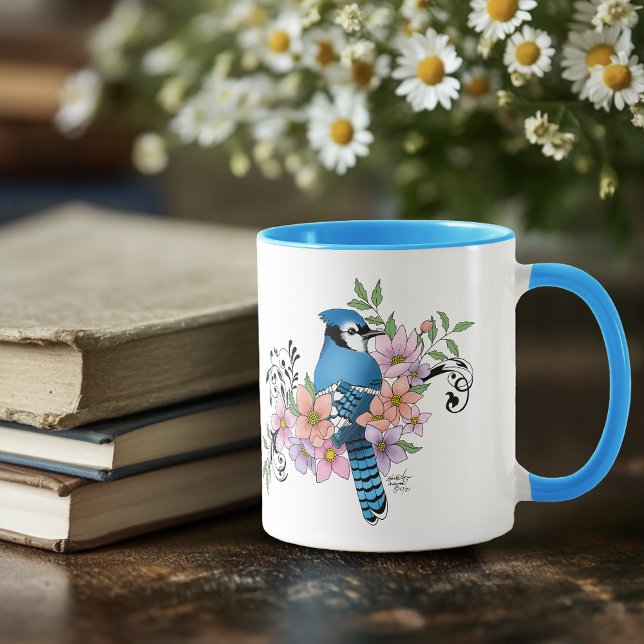 Blue Jay Spring Blumen Tasse (Von Creator hochgeladen)
