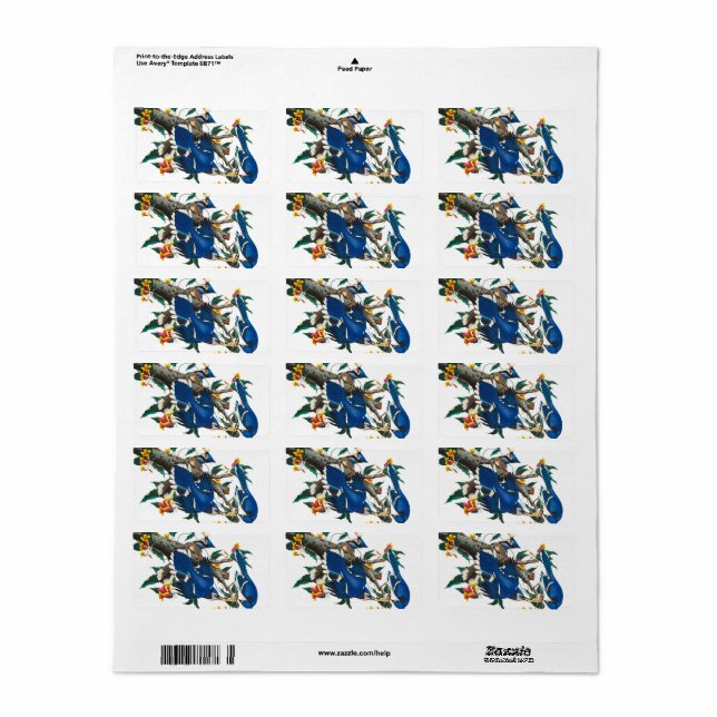 Blue Jay von John James Audubon Adressaufkleber (Vorne)