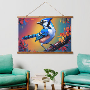 Blue Jay Wall Tapestry Wandteppich Mit Holzrahmen