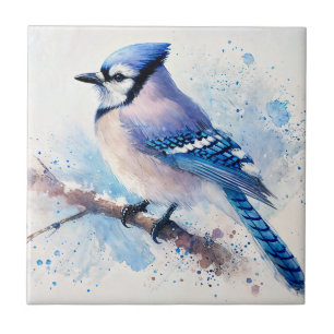 Blue Jay Watercolor Art Fliese